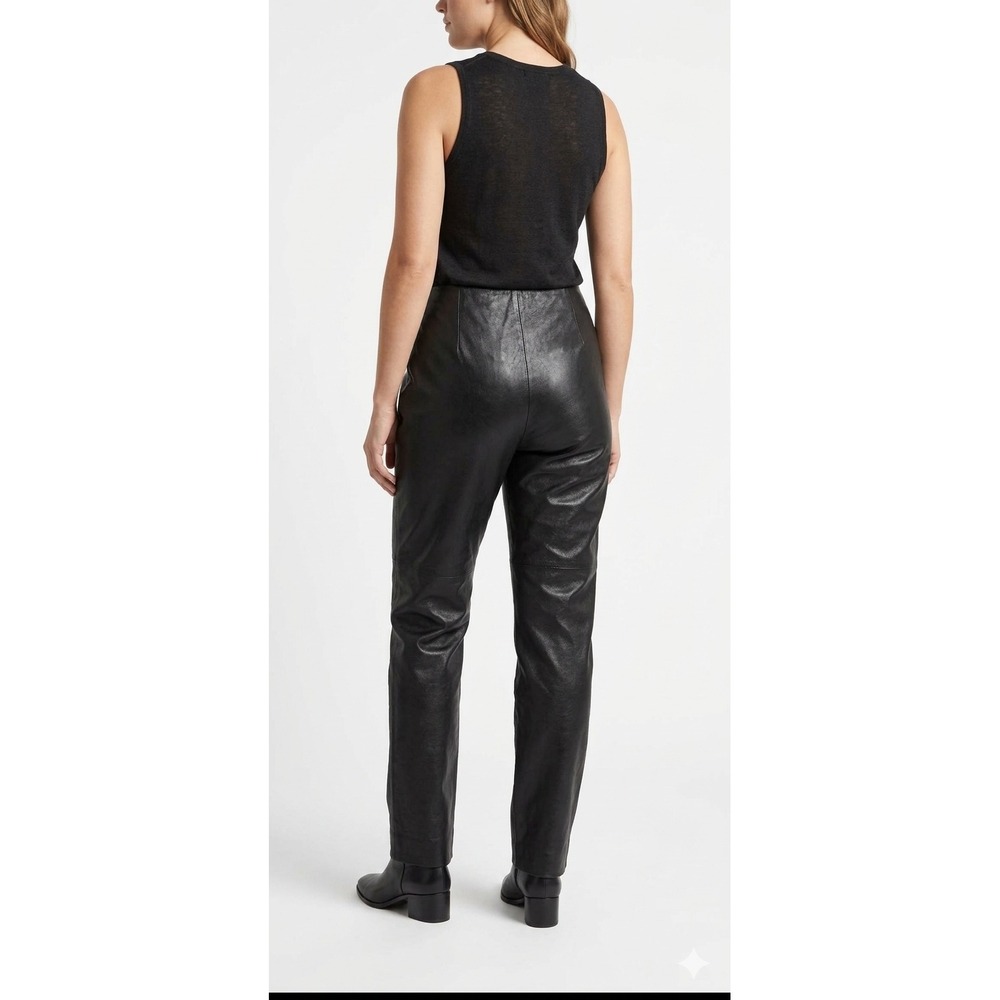 Pierre Cardin Options II Black Genuine Leather Pants High Waist Size 18W 741794P - Picture 2 of 6